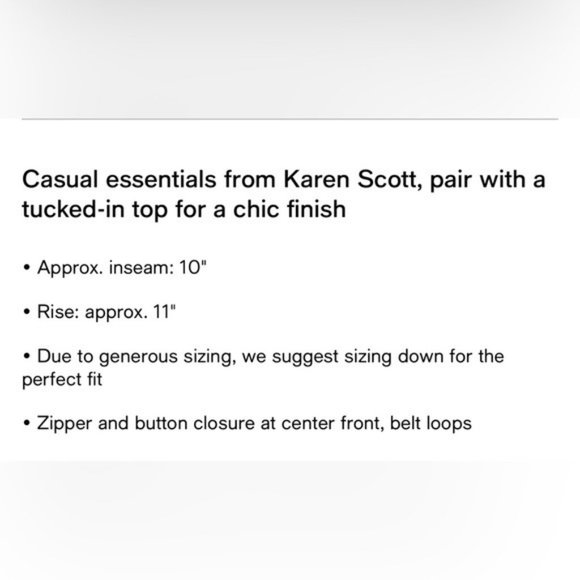 Karen Scott Utility Pocket Cotton Shorts NWT - Picture 3 of 3